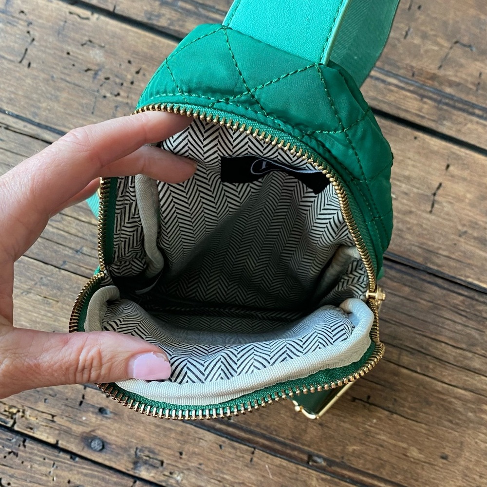 Quilted Emerald Green Crossbody Sling Bag - Women's - Picture 6 of 6